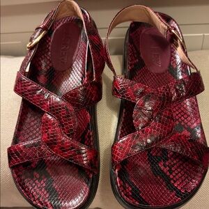 J. Crew Women Red Snakeskin Print Sandals